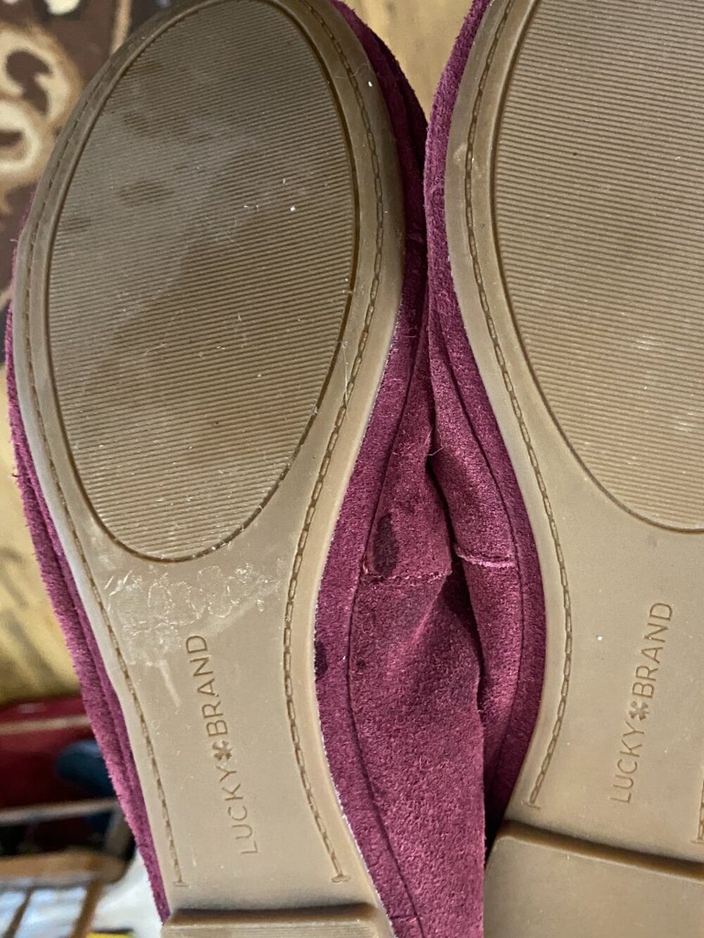 Lk New Lucky Brand ERIN Ballet Flats -Burgundy Suede~9 1/2 - Picture 4 of 9